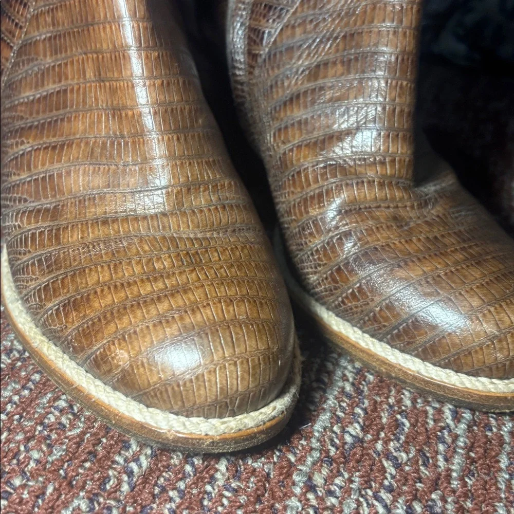 Maison Margiela boots embossed snakeskin Brown Textured Ankle Boots wedge bootie